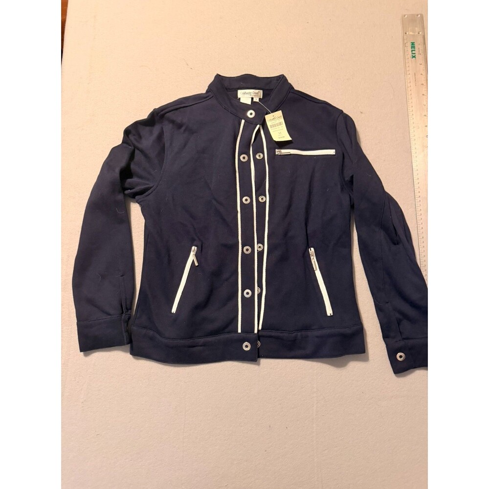 NWT Coldwater Creek Womens M Navy Nautical Track Jacket Coastal Grandma Preppy